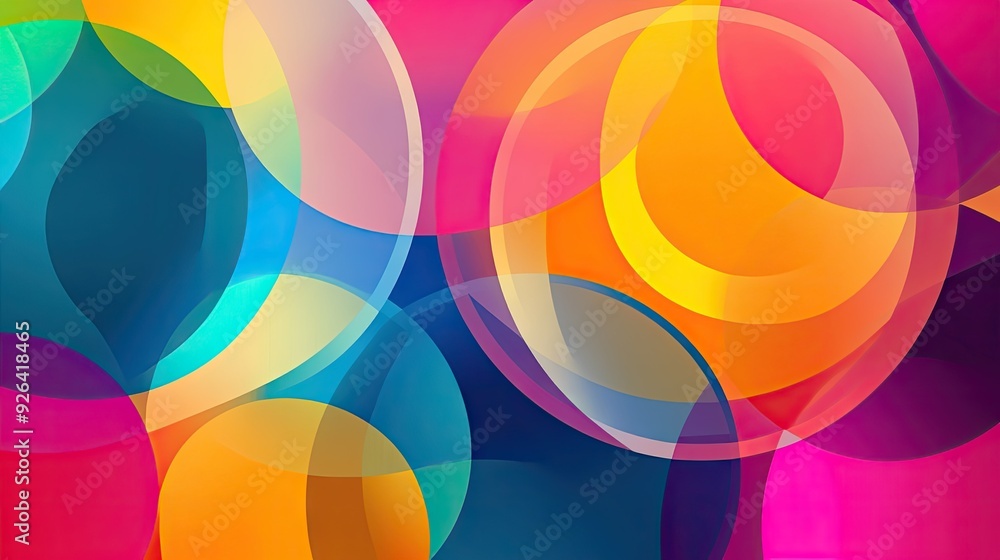 Poster bold and vibrant abstract background with intersecting circles in bright, contrasting colors. ideal 