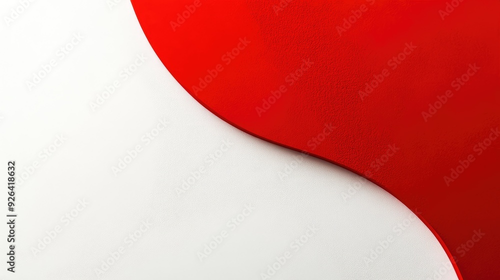 Poster bold red curve arching over a white canvas, creating a visually appealing abstract pattern. great fo