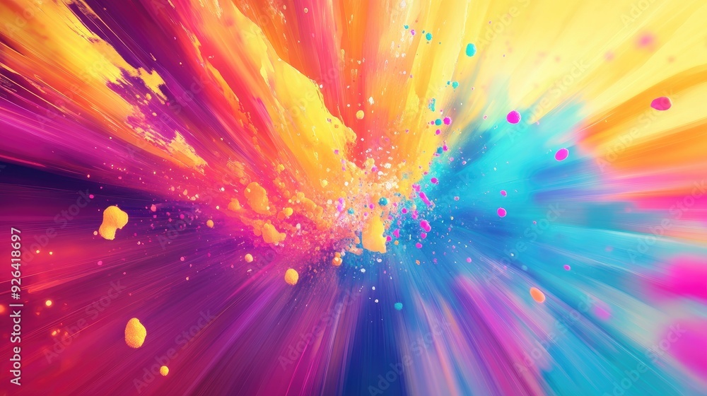 Poster bright and playful abstract background with vibrant color bursts and energetic patterns. perfect for