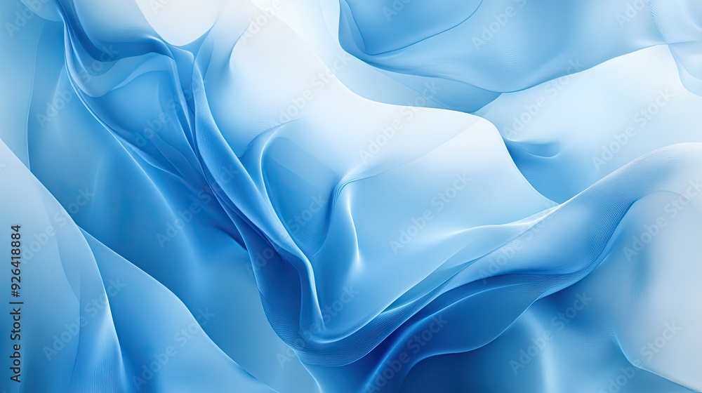 Poster calming blue abstract background with fluid shapes and gentle gradient transitions. ideal for soothi