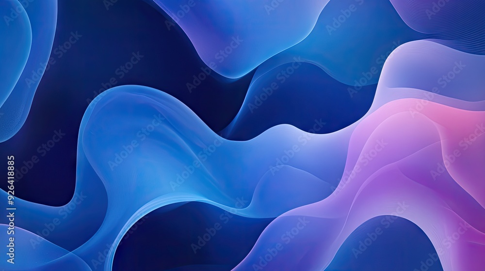 Poster calming blue abstract background with fluid shapes and gentle gradient transitions. ideal for soothi
