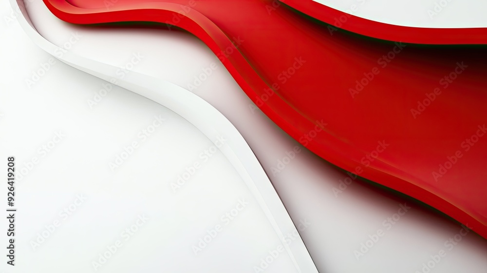 Poster clean white background with a dynamic red curve adding a touch of elegance and modernity. ideal for 