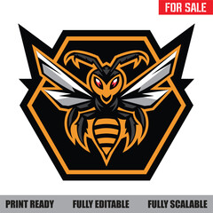 Aggressive Wasp Sports Mascot Logo