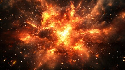 An explosive burst of fire and particles creating a dramatic cosmic effect.