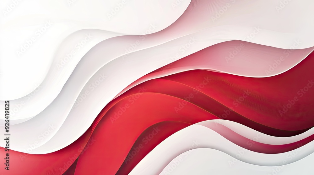 Poster contemporary red and white abstract background design template with clean lines and smooth gradients