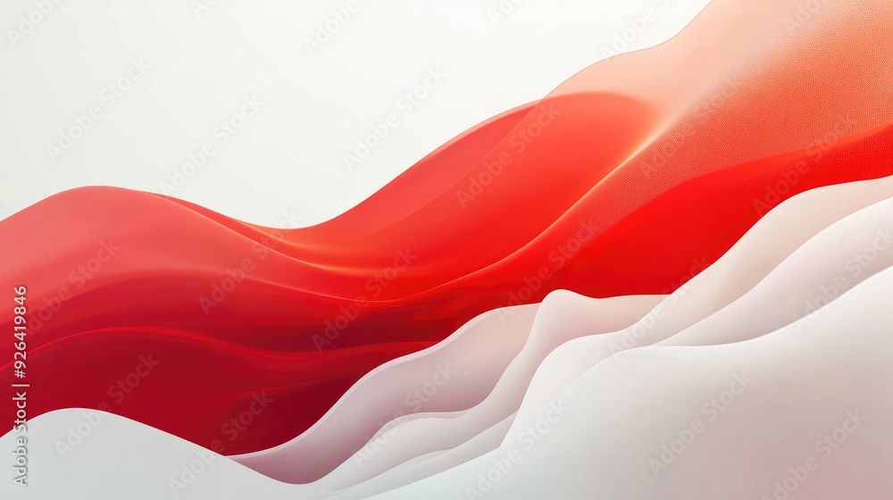 Aufkleber contemporary red and white abstract background design template with clean lines and smooth gradients