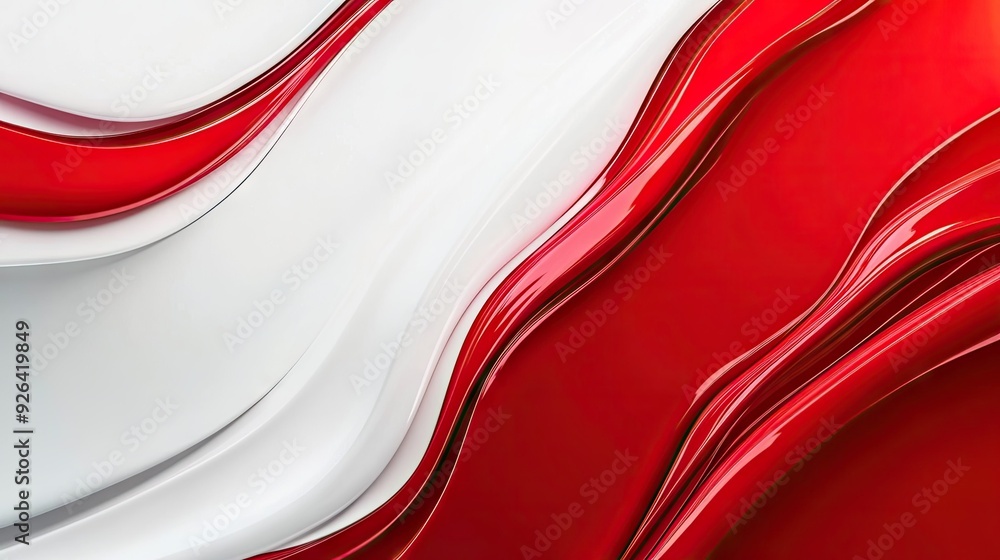 Poster contemporary red and white abstract background design template with clean lines and smooth gradients