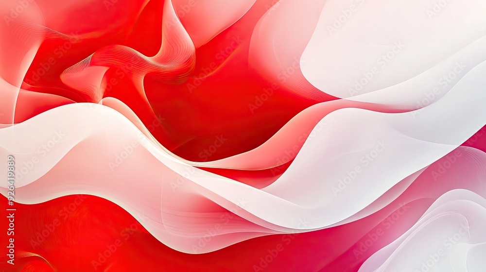 Poster contemporary red and white abstract background design template with clean lines and smooth gradients