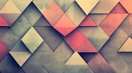 Creative geometric background with interlocking triangles and soft shadows, ideal for web design and banner graphics. -