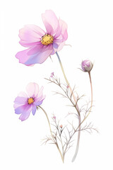 コスモスの水彩イラスト