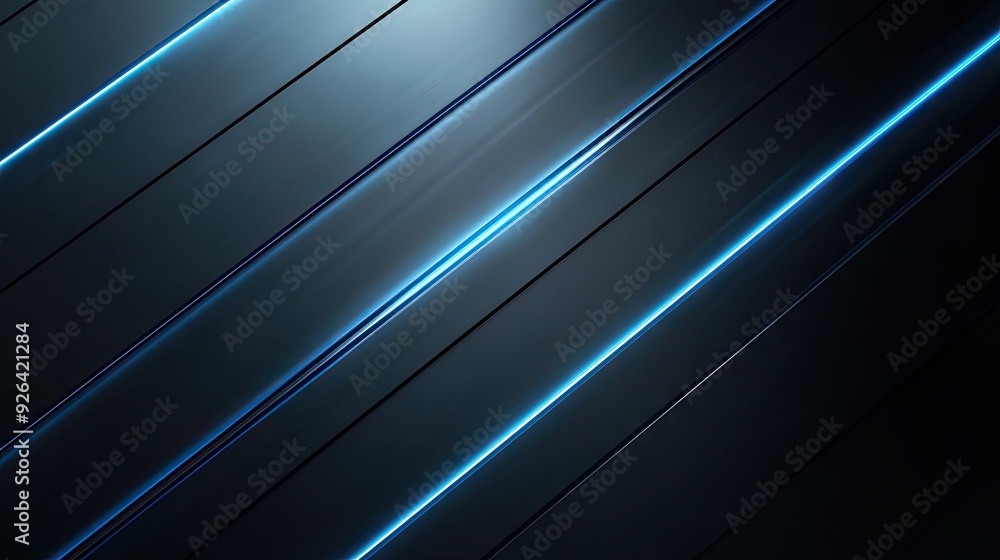 Poster dark grey luxury background enhanced with luminous blue light lines and shadow play, creating a styl