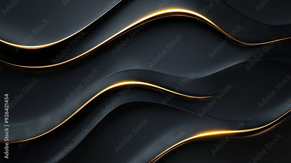 Poster dark grey luxury background with elegant gold light lines casting soft shadows, creating a sophistic