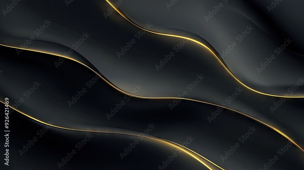 Poster dark grey luxury background with elegant gold light lines casting soft shadows, creating a sophistic