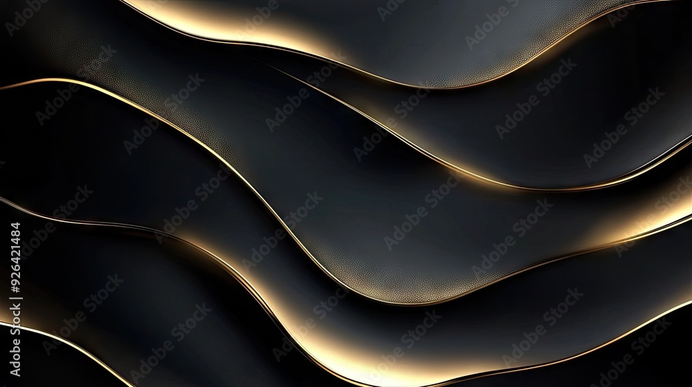 Poster dark grey luxury background with elegant gold light lines casting soft shadows, creating a sophistic