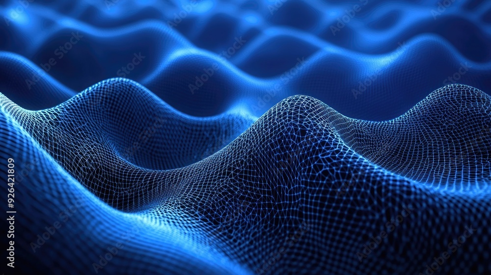 Poster deep blue abstract background with intricate geometric patterns and a touch of metallic sheen. great