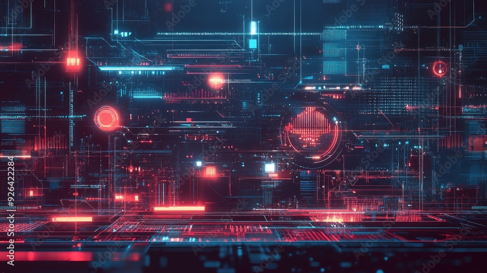 Poster digital big data illustration featuring futuristic technology and hand-drawn abstract art. highlight