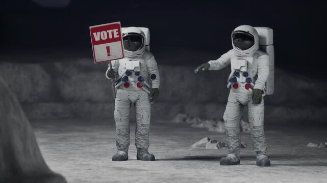 Two Astronauts on the Moon Urge People to Vote