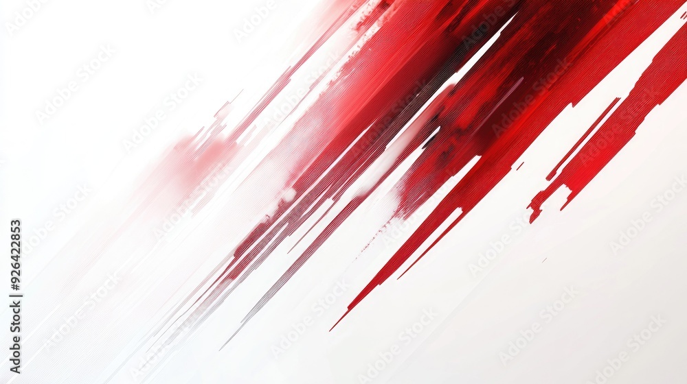Poster dynamic abstract design with red and white stripe lines over a gradient white background. modern and