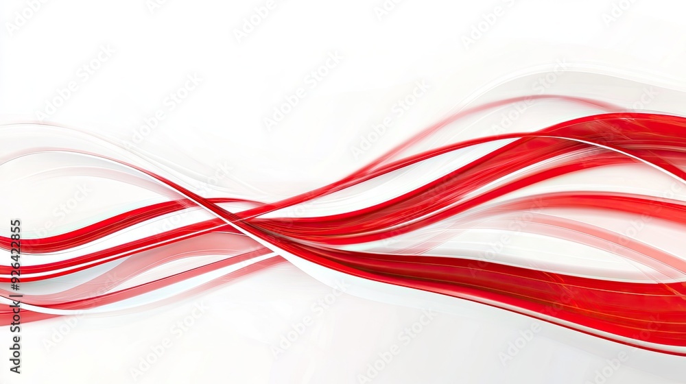 Poster dynamic abstract design with red and white stripe lines over a gradient white background. modern and