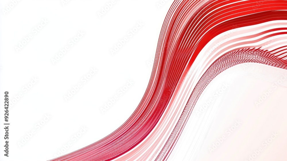 Poster dynamic abstract design with red and white stripe lines over a gradient white background. modern and