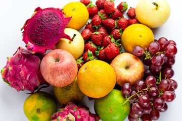 Fresh fruits.Assorted fruits colorful,clean eating,Fruit background