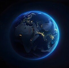 Fototapeta premium Planet earth from the space at night . 3d render