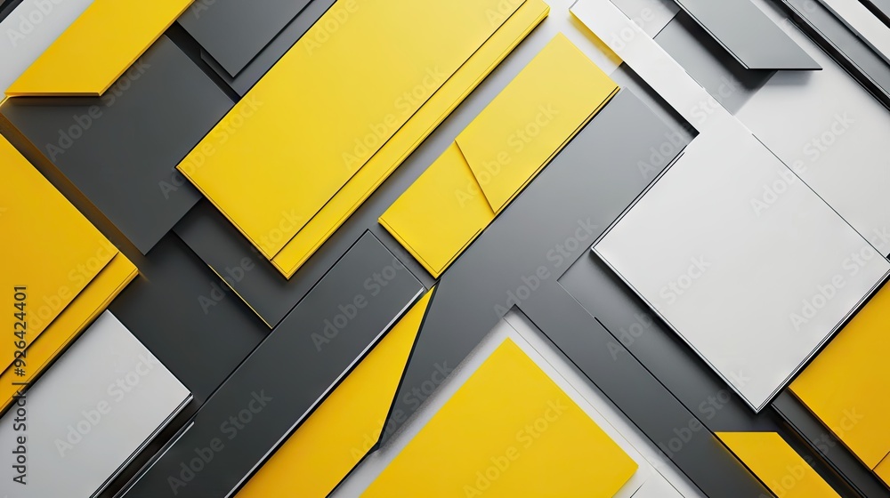 Poster elegant abstract design with yellow and grey triangle arrows forming a geometric pattern. the futuri