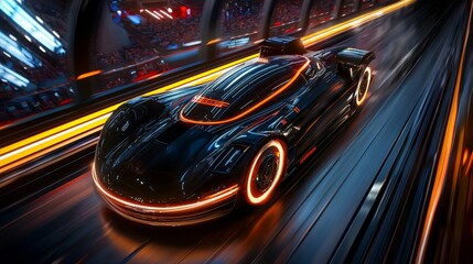 Fototapeta premium Hyperloop pod racing through vacuum tube