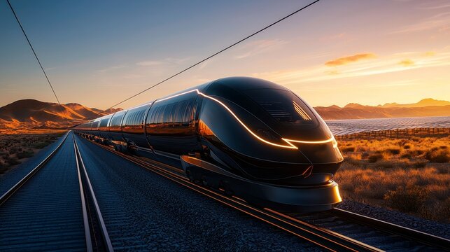 Hyperloop tube passing through massive solar farm