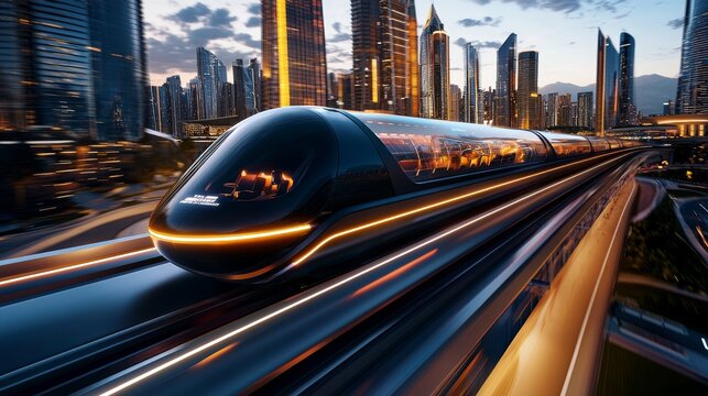 Hyperloop tube passing through massive solar farm