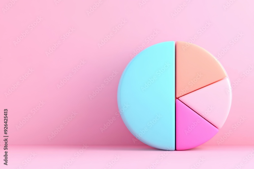 Poster pie chart, market segmentation, targeting niche audiences, 3d render. a 3d visualization of a pie ch