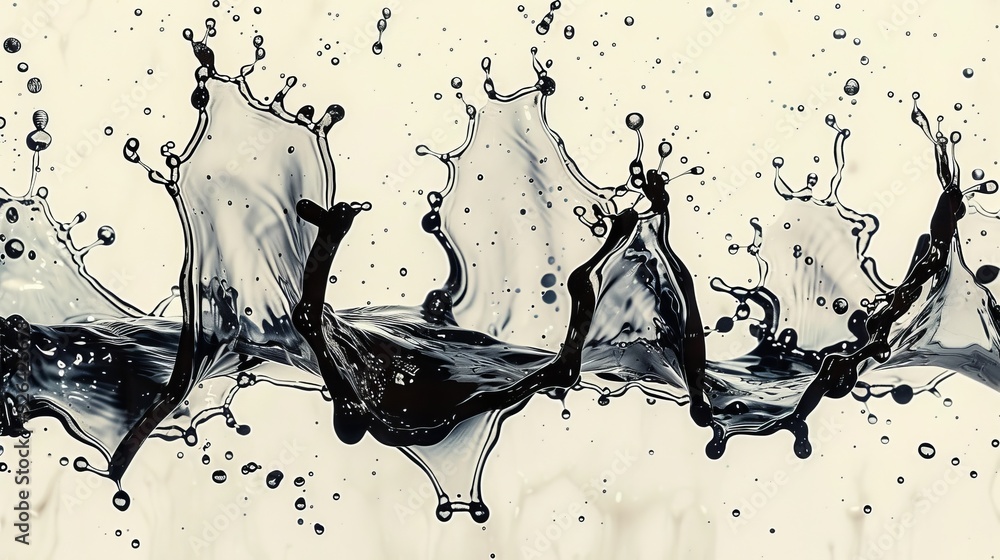 Poster develop a collection of ink drops and splashes as isolated