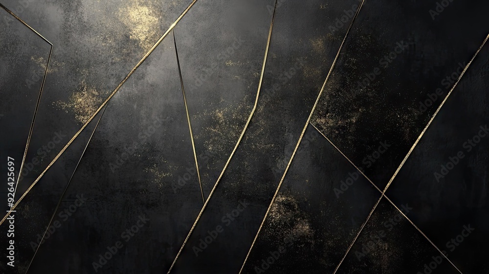 Poster elegant dark grey background featuring intersecting gold light lines with gentle shadows, perfect fo