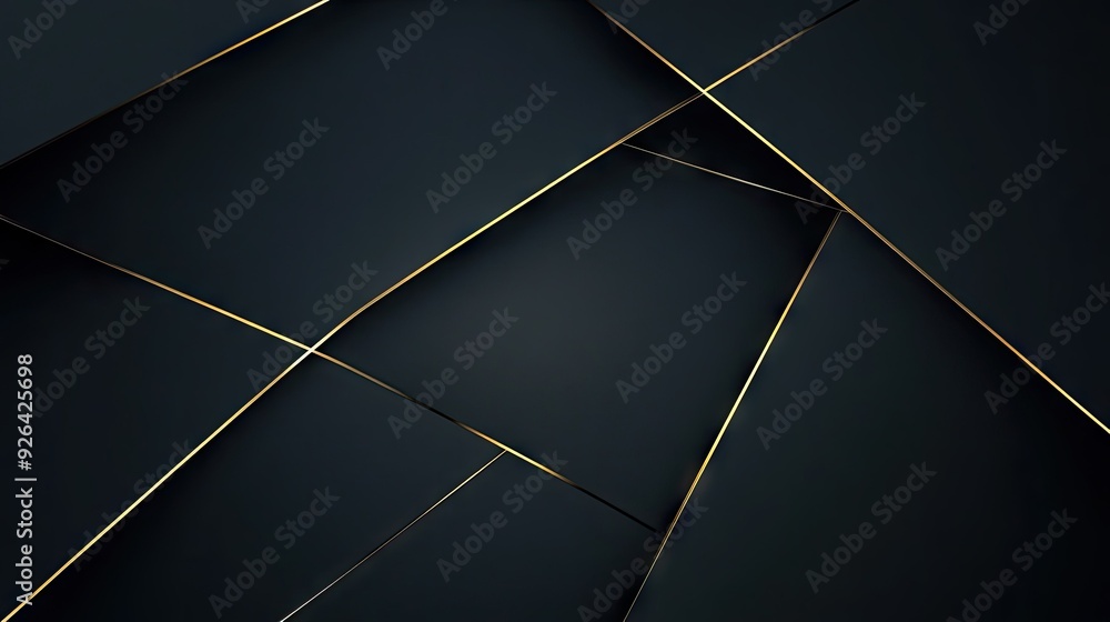 Poster elegant dark grey background featuring intersecting gold light lines with gentle shadows, perfect fo