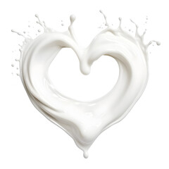 Creamy Milk Heart Splash on Clean White Background