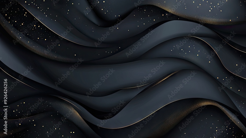 Poster elegant modern vector design with a black background and opulent golden features. the abstract luxur