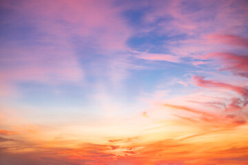 Beautiful , luxury soft gradient orange gold clouds and sunlight on the blue sky perfect for the background, take in everning,Twilight, Large size, high definition landscape photo