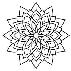 Adobabstract  wild Mandela design png, adult anti-stress coloring page in line art, floral pattern coloring sheete Illustrator Artwork.