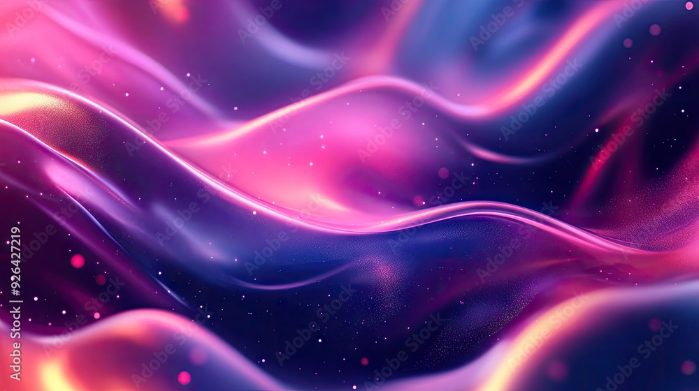 Aufkleber fluid cover design showcasing glowing particles and dynamic liquid flow. trendy eps10 vector illustr