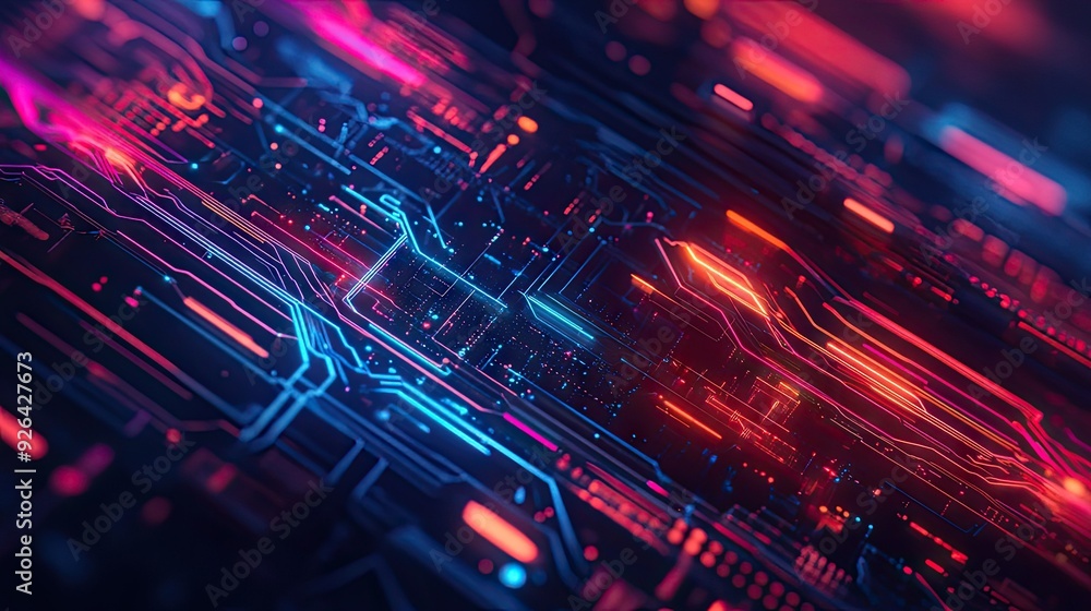 Aufkleber futuristic ai visual with electric circuit lines and digital effects. ideal for tech graphics, websi