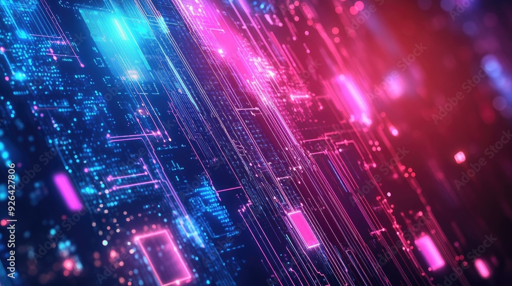 Poster futuristic big data background with abstract digital elements and hand-drawn design. focuses on data