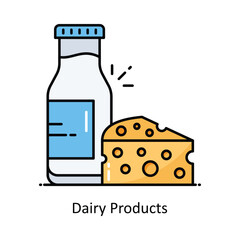 Dairy Products vector  Filled outline icon style illustration. Symbol on White background EPS 10 File