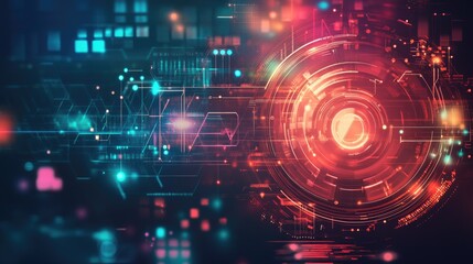 Fototapeta premium Futuristic Big Data concept with abstract digital art and technology background. Hand-drawn style highlighting data management and mining. Perfect for tech graphics and visual presentations.