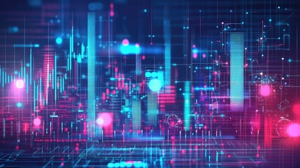 Obraz premium Futuristic Big Data concept with abstract digital art and technology background. Hand-drawn style highlighting data management and mining. Perfect for tech graphics and visual presentations.