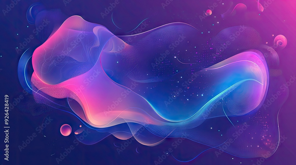 Poster futuristic neumorphism style with liquid plastic interface, featuring clear and soft design elements