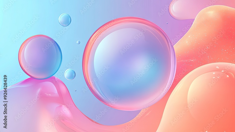 Poster futuristic neumorphism style with liquid plastic interface, featuring clear and soft design elements