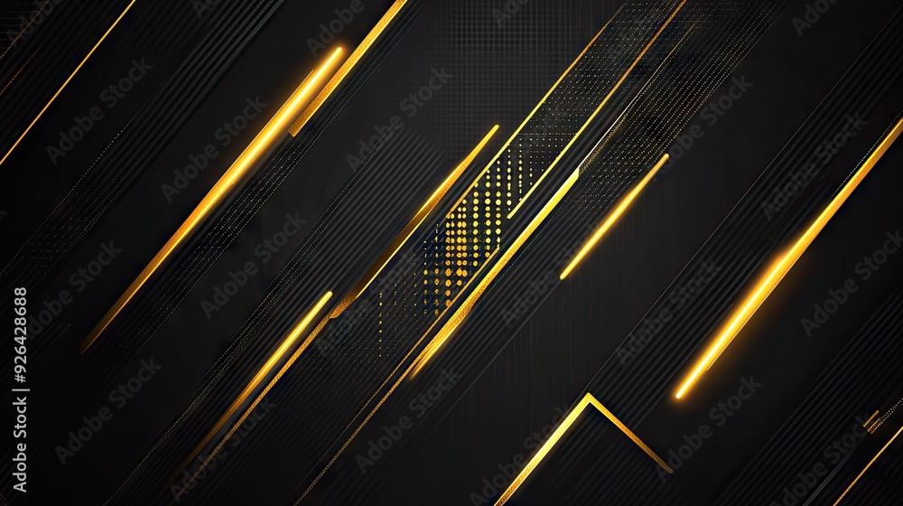 Aufkleber futuristic vector design featuring abstract gold arrows on a black background, creating a luxurious 