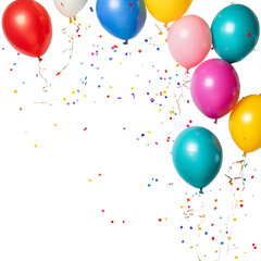 Colorful confetti Balloon ribbons falling isolated on Transparent and white background celebration background concept 