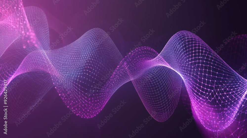 Poster geometric dynamic background featuring dna molecules and wave flows. perfect for science and technol