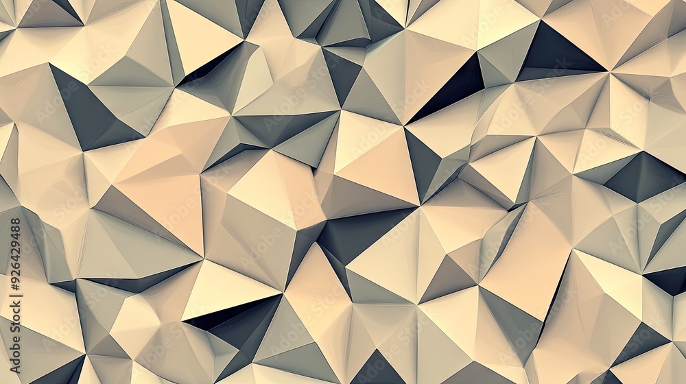 Poster geometric seamless texture of triangles with dimensional shadows, providing a modern and versatile b